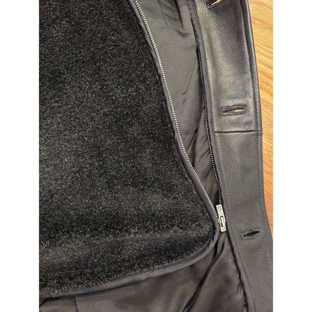 Guess Men's Pebble Grain Heavyweight Leather Zip Out Liner Jacket Black Large - Picture 16 of 16